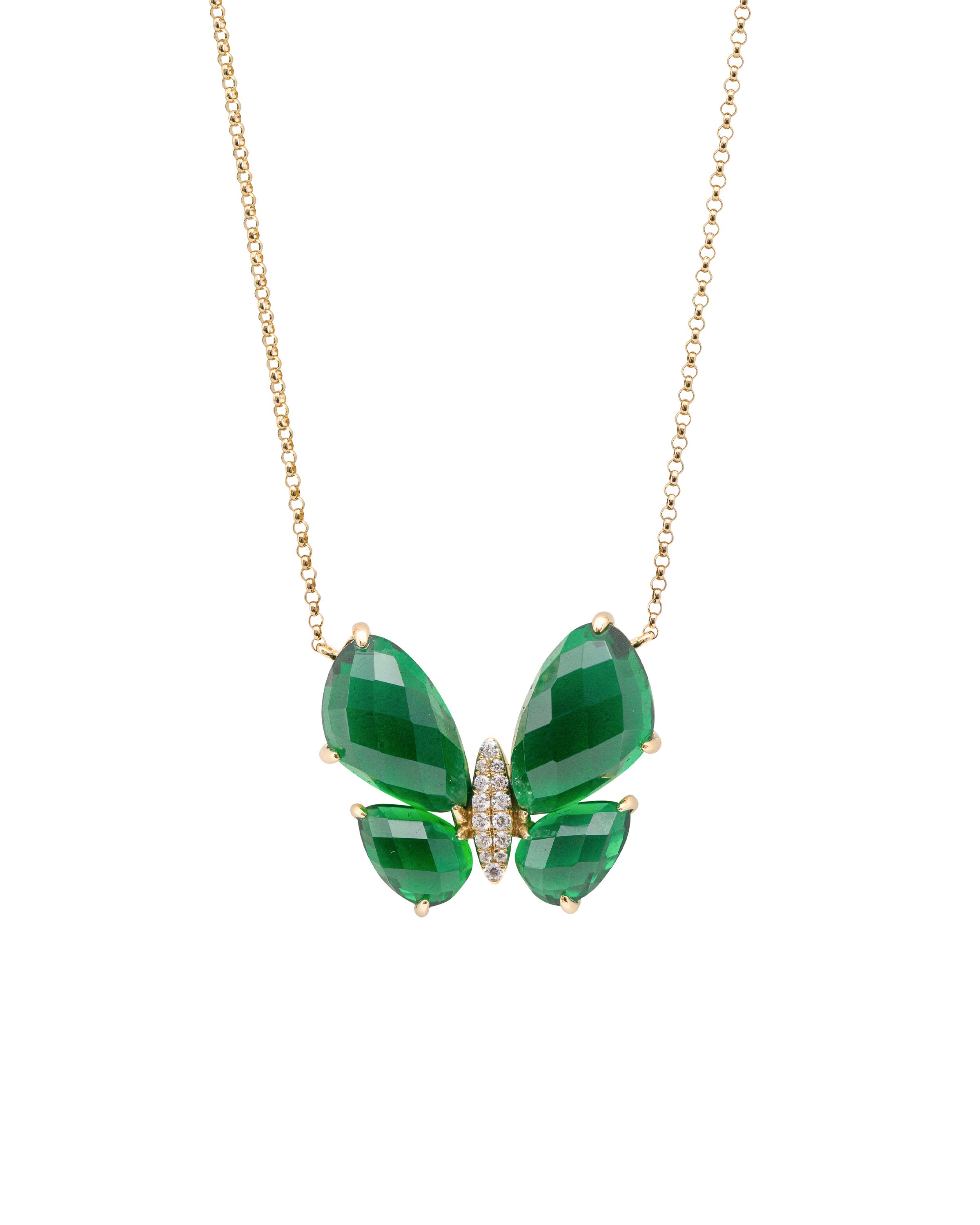 Glass Butterfly Pendant Necklace In Green — 2nd Round Equestrian