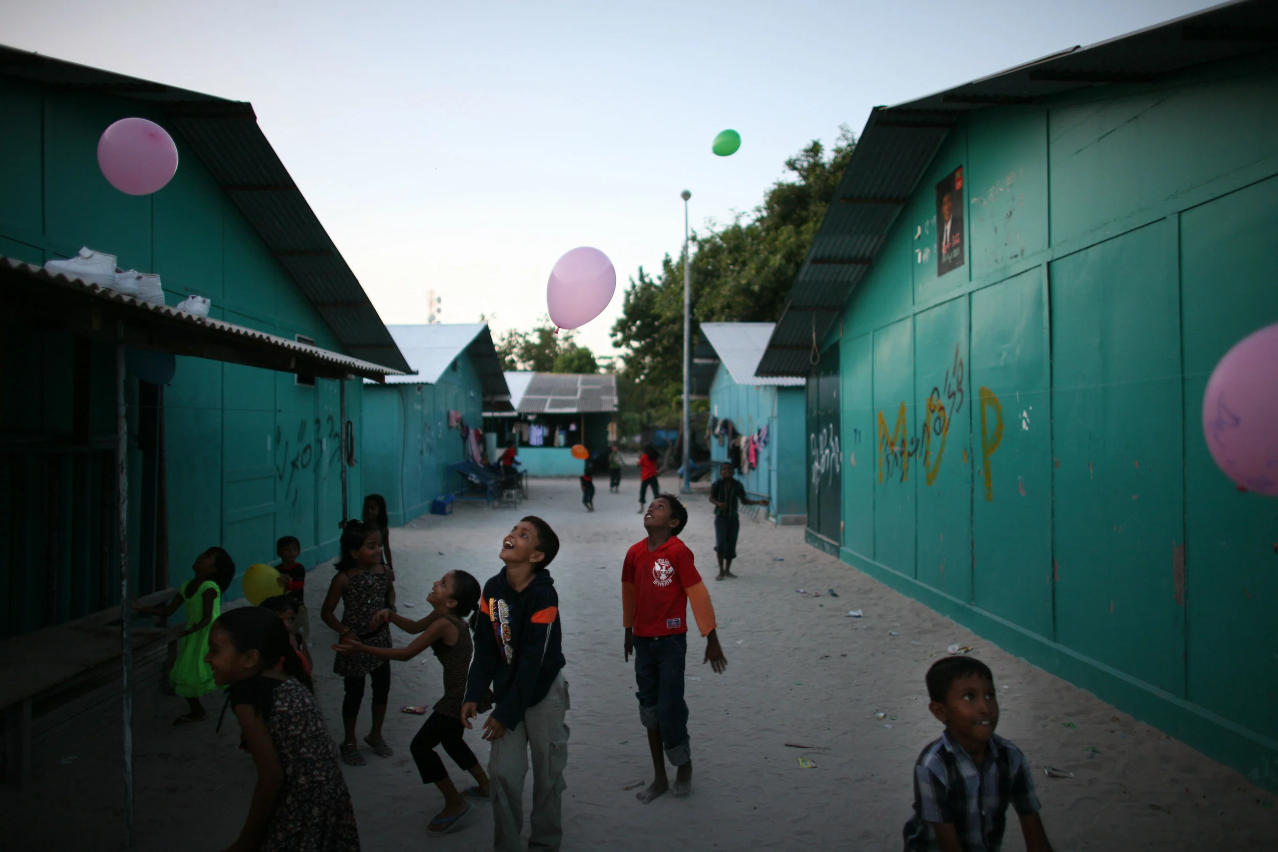 Maldives - Children play in an IDP camp, survivors of the Indian Ocean Tsunami