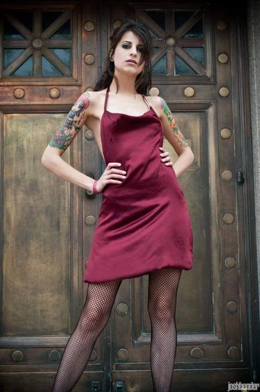 crimson silk dress Crimson Draped Gown Teuta Matoshi
