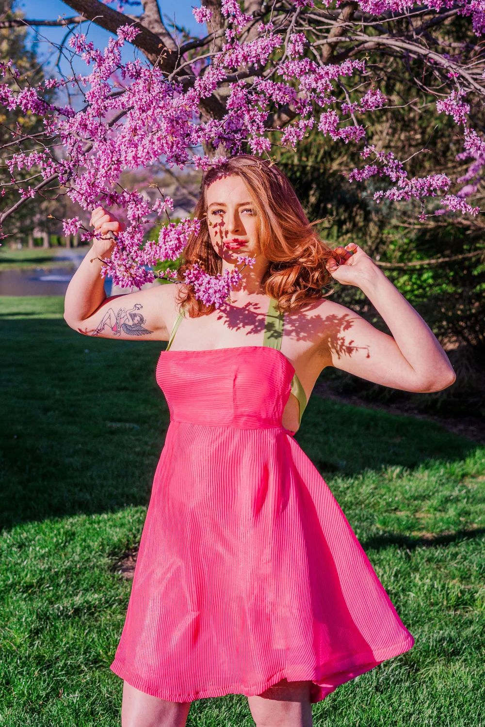 Hot Pink Pleated Empire Waist Cocktail Dress — Isolda Marie Tilson