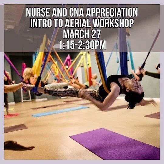SPECIAL!!!!!!!!!! SHARE WITH YOUR FRIENDS! Nurse and CNA appreciation Intro to Aerial Workshop

We all know how hard you work. The long days on your feet fighting for people&rsquo;s health. The stress, the physical workout and the exhaustion mentally
