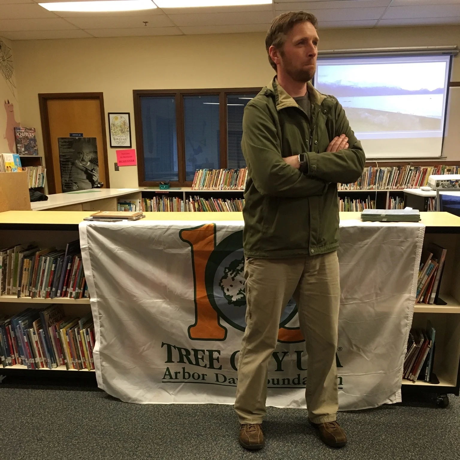 Seth Menser, Land Stewardship Supervisor for Portland Parks, spoke at the Arbor Month Celebration and City Council Meeting on April 10, 2017. Menser gave a fascinating presentation about his work and travels as a horticulture supervisor .