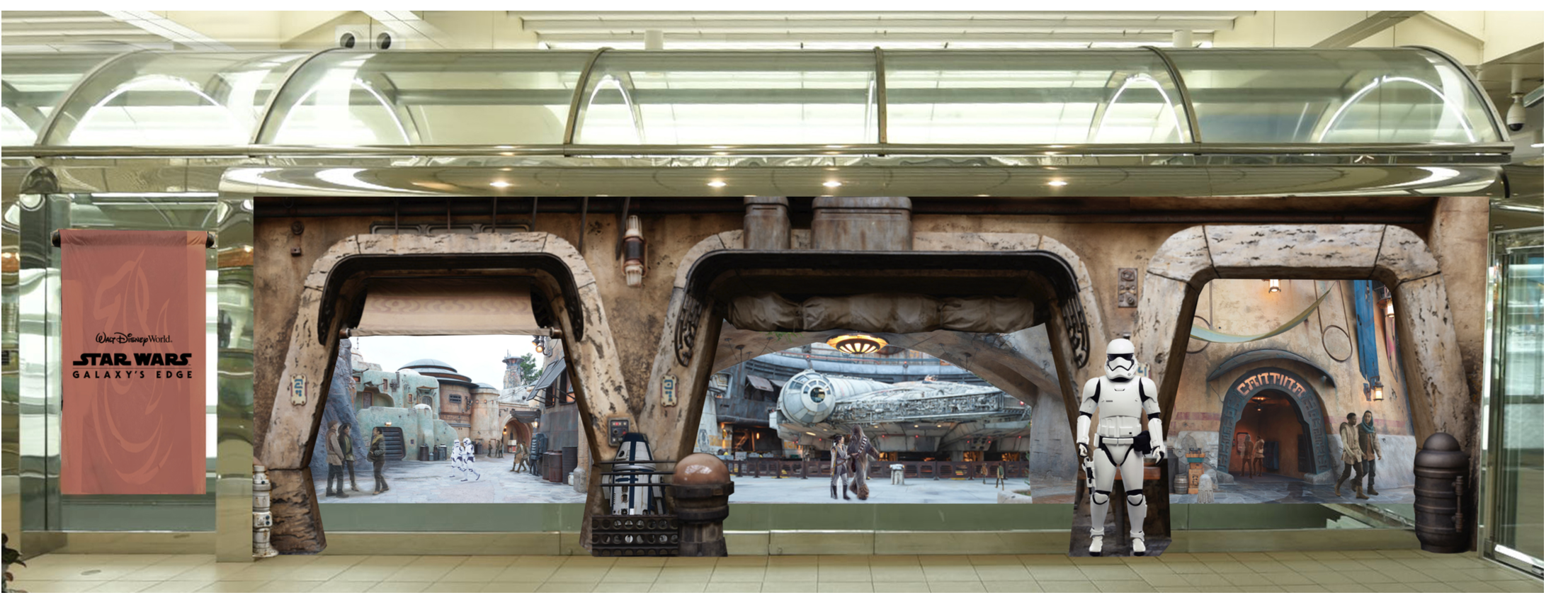 Combined, both layers gave visitors a depth and overall feeling of actually stepping into a marketplace in a galaxy far, far away.