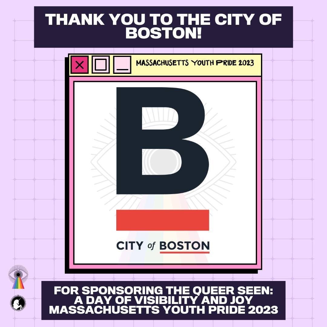 Today's Sponsor shoutout goes to the City of Boston! Thank you @cityofboston and Mayor Wu for being a Community Sustainer and supporting Massachusetts Youth Pride. ❤️