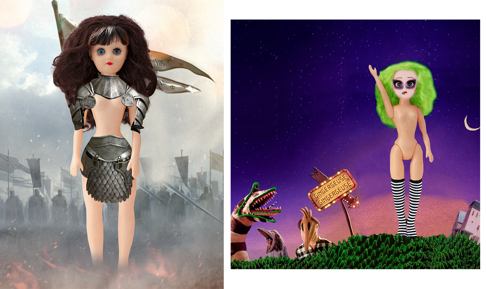 Paige as Joan of Arc and Ginger as Beetlejuice