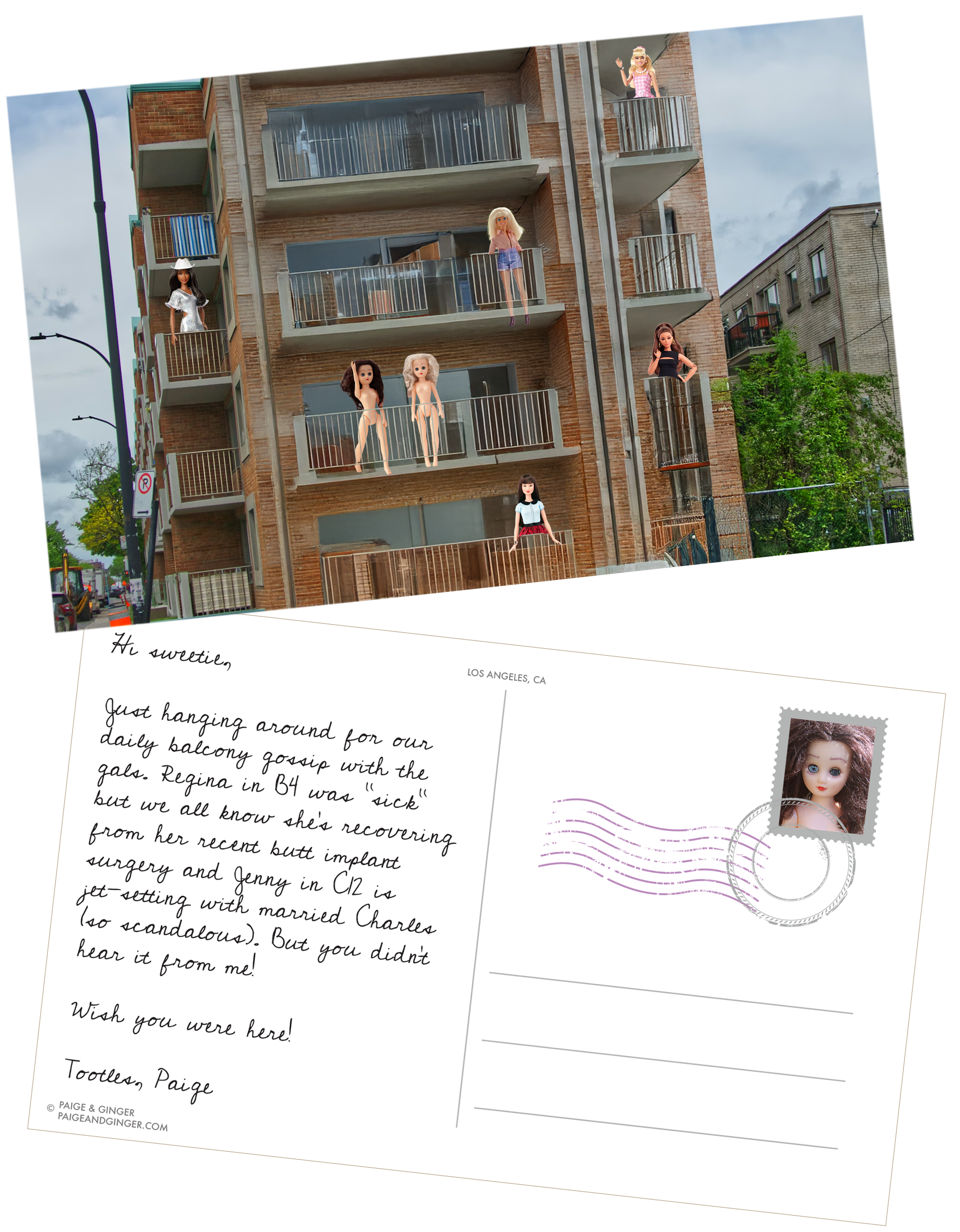 Paige & Ginger balcony gossip with friends