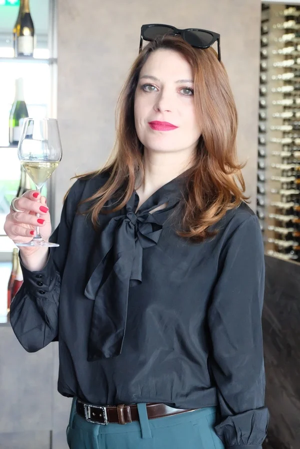 Stef enjoying her champagne and wine tasting. Picture: Christopher Walkey