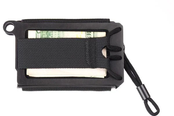 Built to last: The wallet is cut from stainless steel and stitched together with strong nylon and 550 cord.
