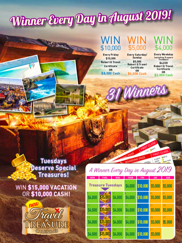 Example: 2019 Spring Dream Lottery - Travel & Treasure Calendar