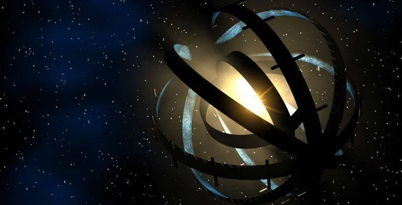 A Dyson sphere is a hypothetical mega structure constructed by an alien civilization around their host star in order to harness nearly 100% of its energy.