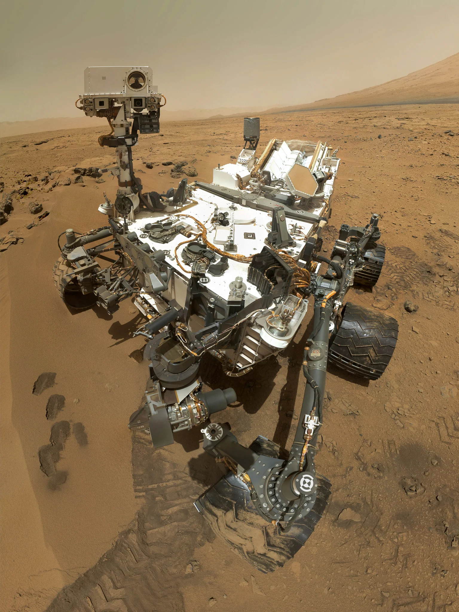 This self-portrait of one of Mars inhabitants; NASA's Curiosity Mars rover. The scene combines dozens of images taken during January 2015 by the MAHLI camera at the end of the rover's robotic arm. Credits: NASA/JPL-Caltech/MSSS