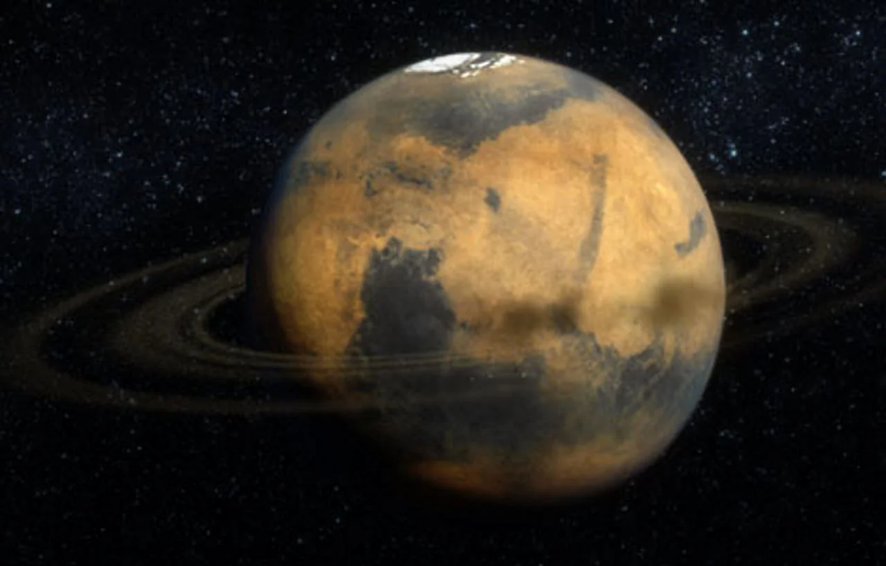 Artist's conception of just how fancy Mars will look when it turns one of its clunky moons into a smart and stylish ring(s). Photo Credit: © Hive Studios