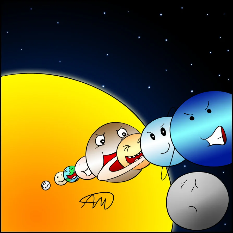 The planets mock poor little Pluto, with tiny Mercury fearing he's next. pfft.