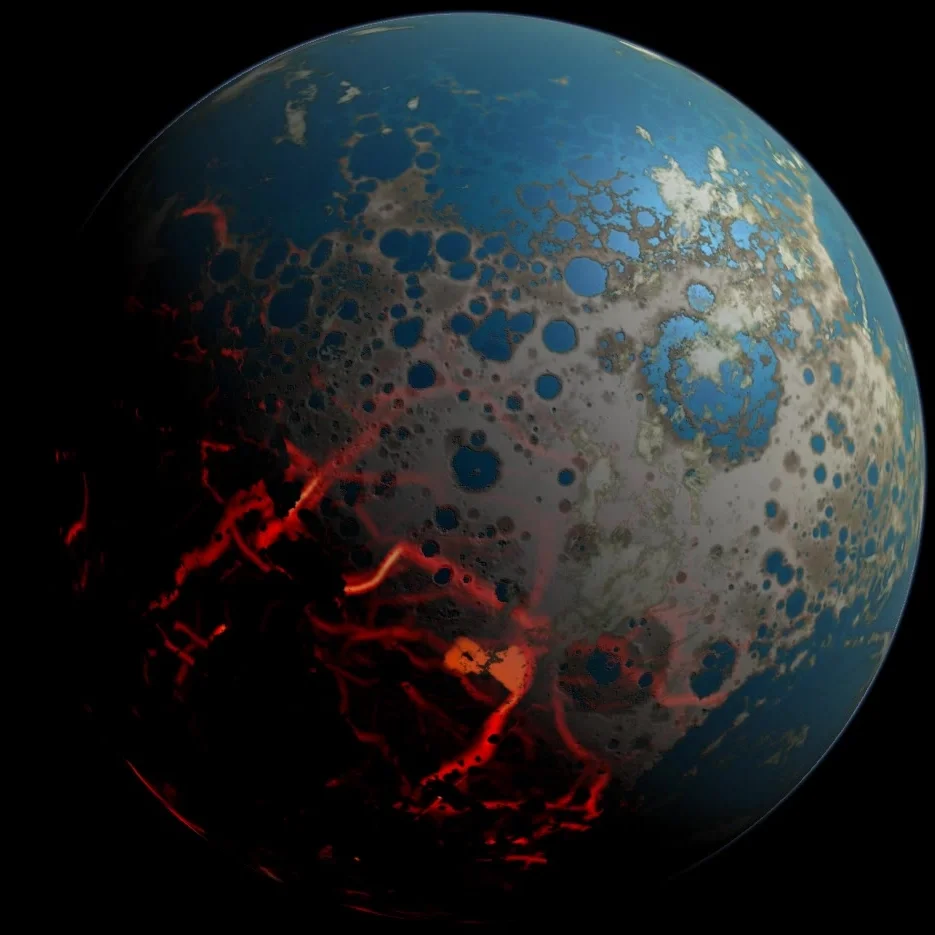 Artist's depiction of Earth during the Hadean eon >4 billion years ago.