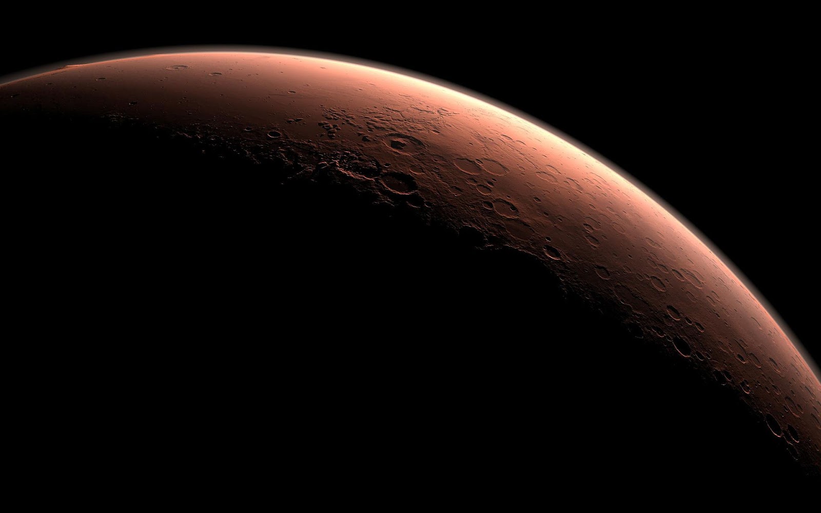 The line between night and day is no line at all, but a graduation of light. Image credit: the Mars orbiter laser altimeter on NASA's Mars Global Surveyor orbiter.