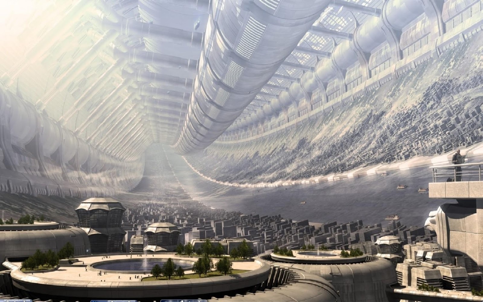 The view from inside an O'Neill Cylinder. This would be one of trillions needed to fully harness the energy of the Sun. Image Source: Unknown, but was originally meant to depict the inside of a Stanford Torus discussed in the previous blog.