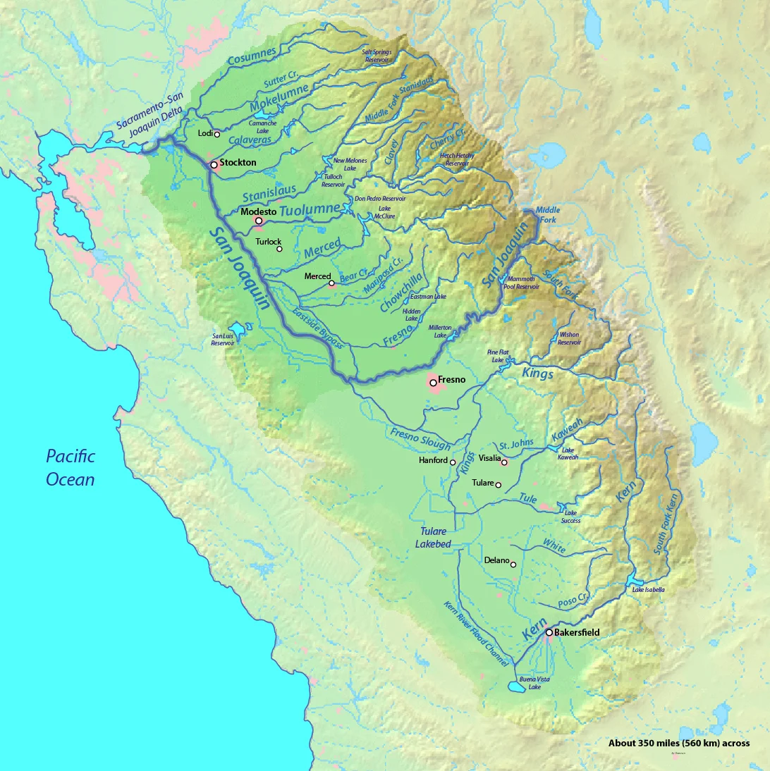 The San Joaquin watershed. The Tulare Lakebed was once host to a large freshwater lake; a remnant of the prehistoric Lake Corcoran. Lake Corcoran once filled the California's Central Valley. Kern and Buena Vista lakes are also remnants of Lake Corcoran.