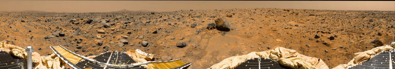 Here is another photo, this time an incredible panoramic shot capturing the vast ancient flood plain in Ares Vallis taken by Pathfinder.