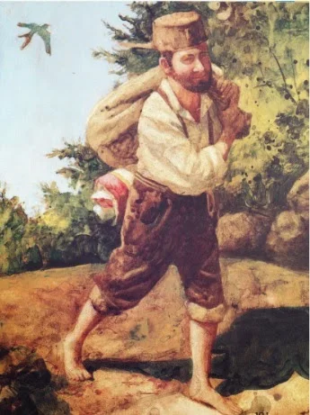 Johnny Appleseed carrying a bag full of.... ....seeds.