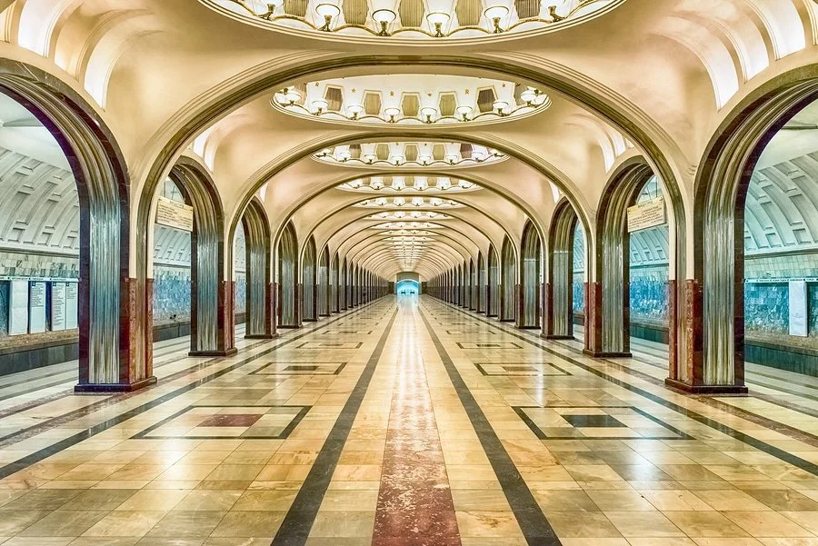 Mayakovskaya Subway Station in Moscow.
