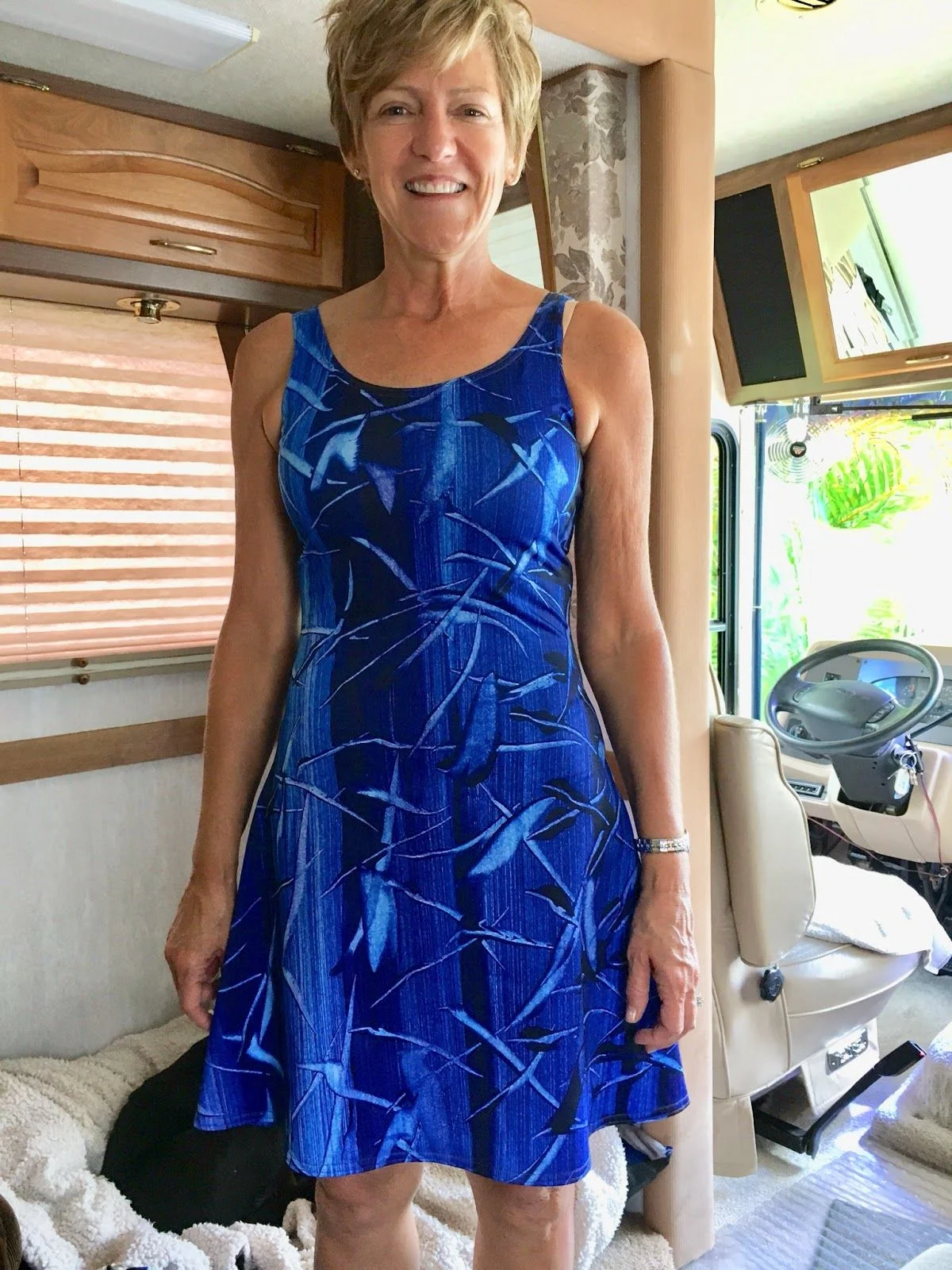 "I was gifted this beautiful dress for my new travels. Perfect!" - - Flight flare dress ready for RV travel