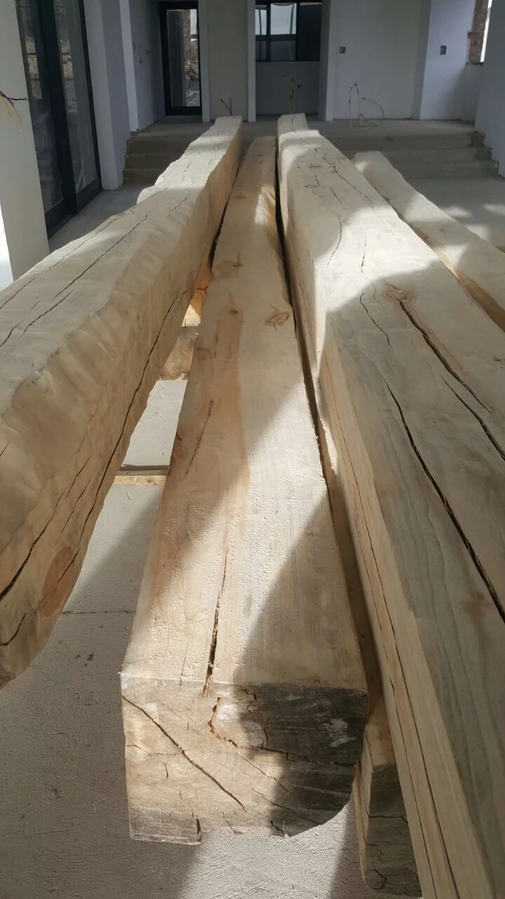  Poplar ceiling beams prior to installation 