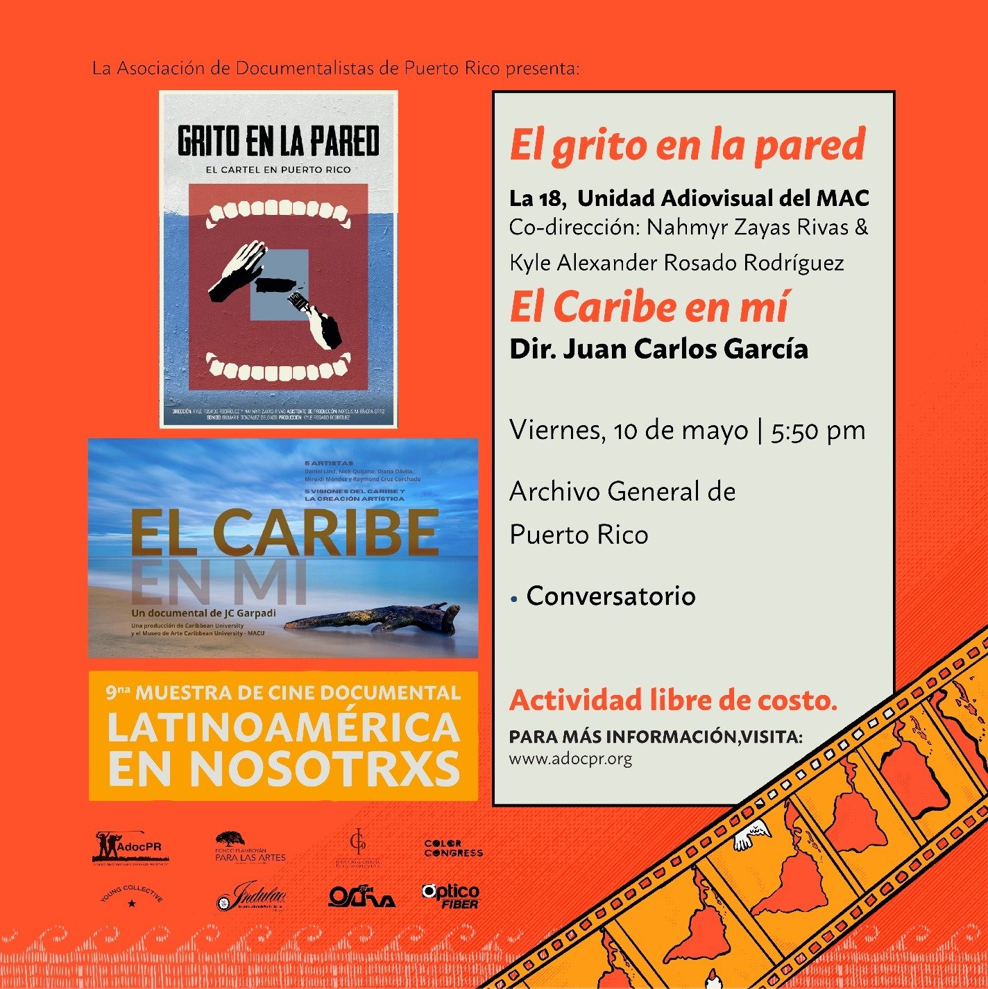 🎬 El grito en la pared y El Caribe en m&iacute;: Expresiones culturales caribe&ntilde;as de resistencia 🖼️🌊

Descubre dos poderosos documentales en una sola noche en el Archivo General de Puerto Rico. Primero, sum&eacute;rgete en &quot;El grito en