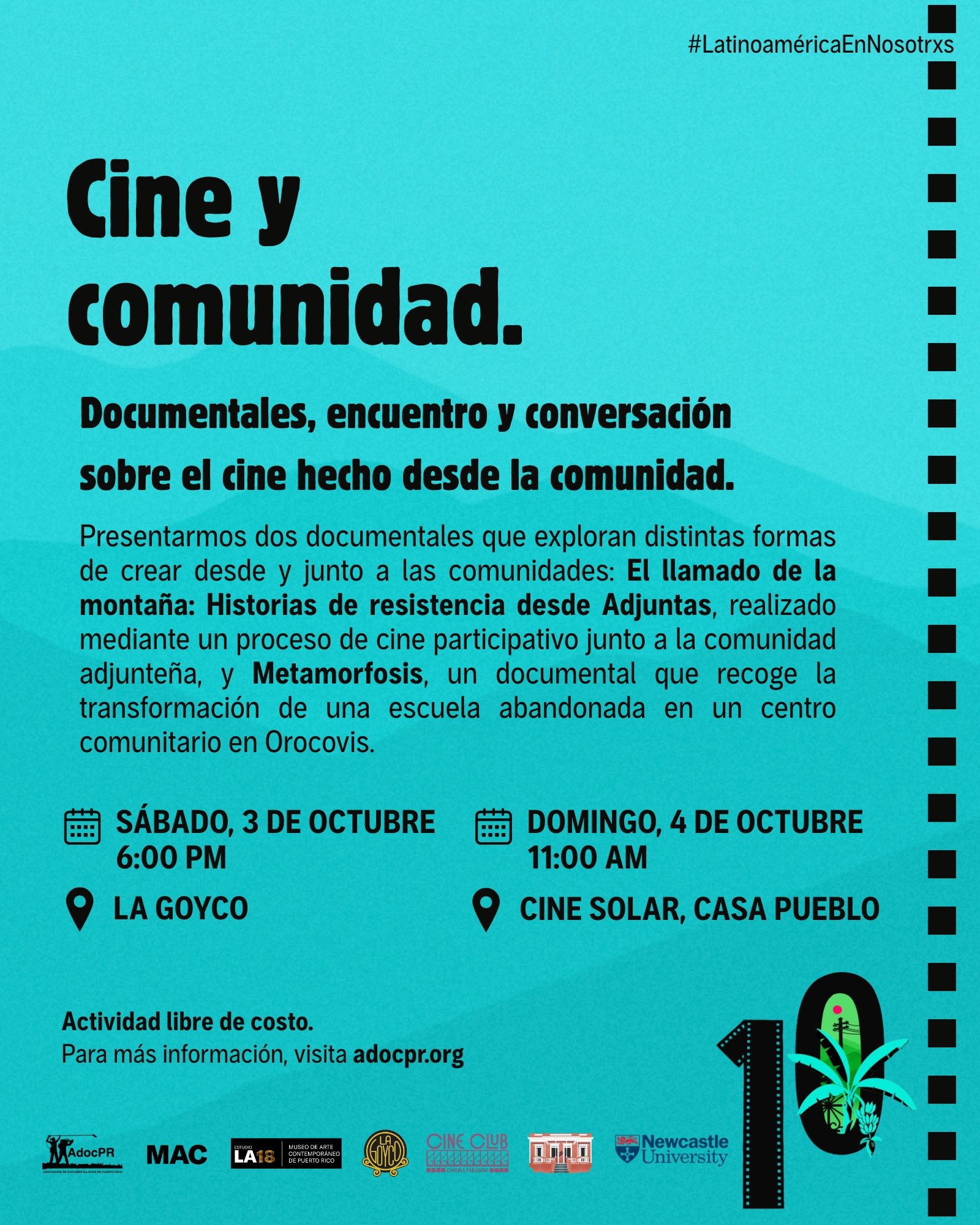 Como antesala a nuestra 10.&ordf; Muestra, nos unimos a Casa Pueblo, el Museo de Arte Contempor&aacute;neo (MAC) @estudio.la18, y la Universidad de Newcastle @newcastleuni para abrir una conversaci&oacute;n sobre cine comunitario, territorio y las hi