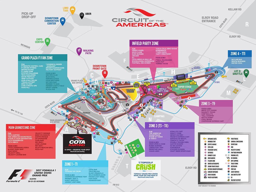 Map for Race Weekend at Circuit of the Americas