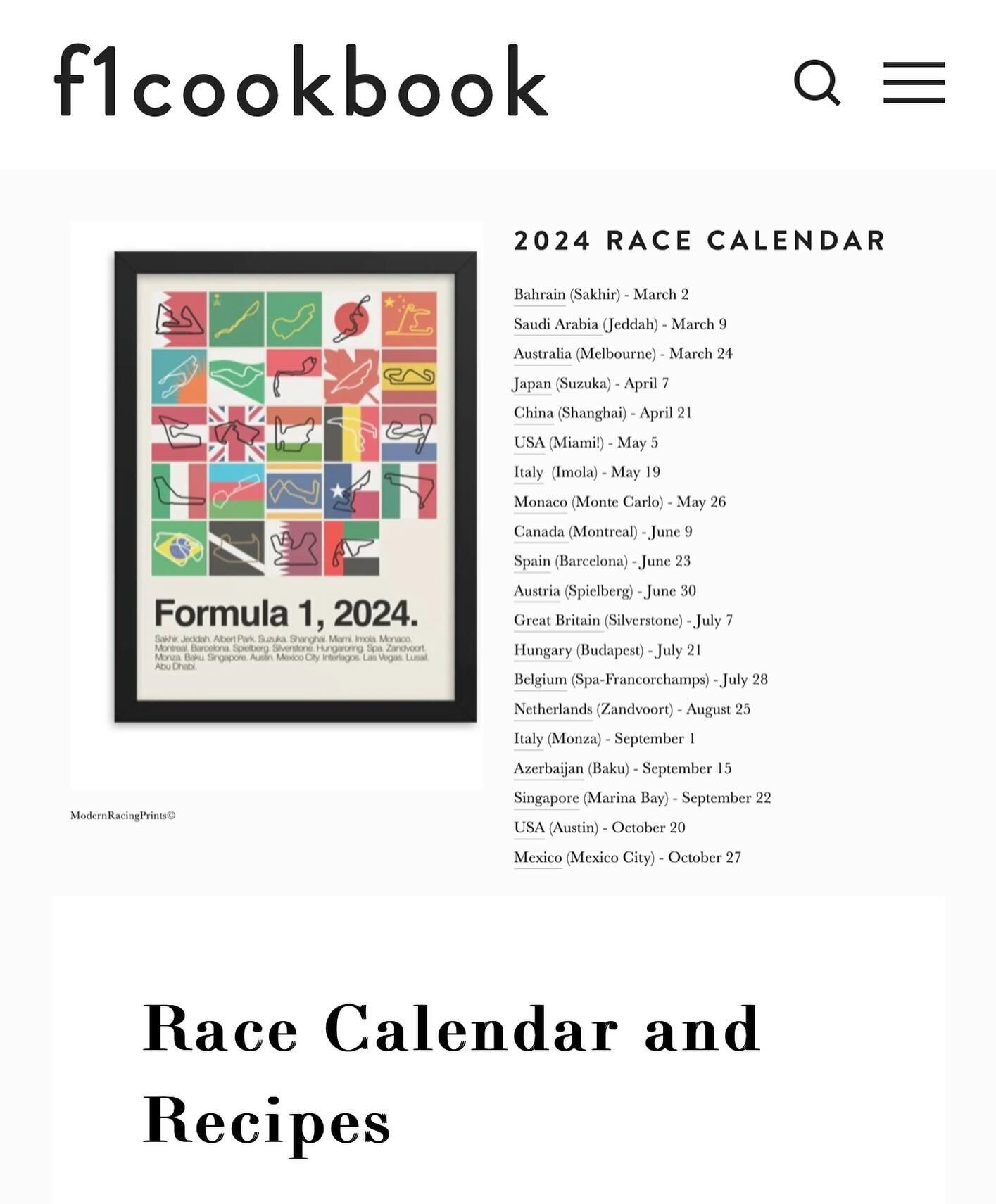 Ready for another year of drama with some racing mixed in? 2024 F1 Season is upon us. 

If you like to cook and enjoy F1 check out F1Cookbook.com for plenty of recipes from past years and a year full of baked, fried, and wrapped savory pastries comin