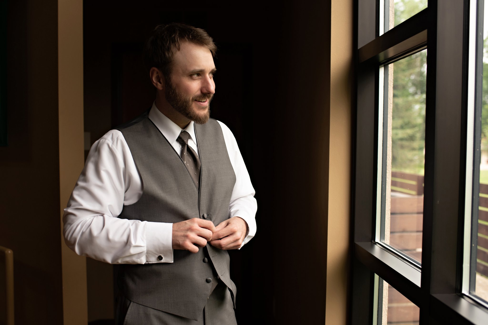 groom buttons gray vest