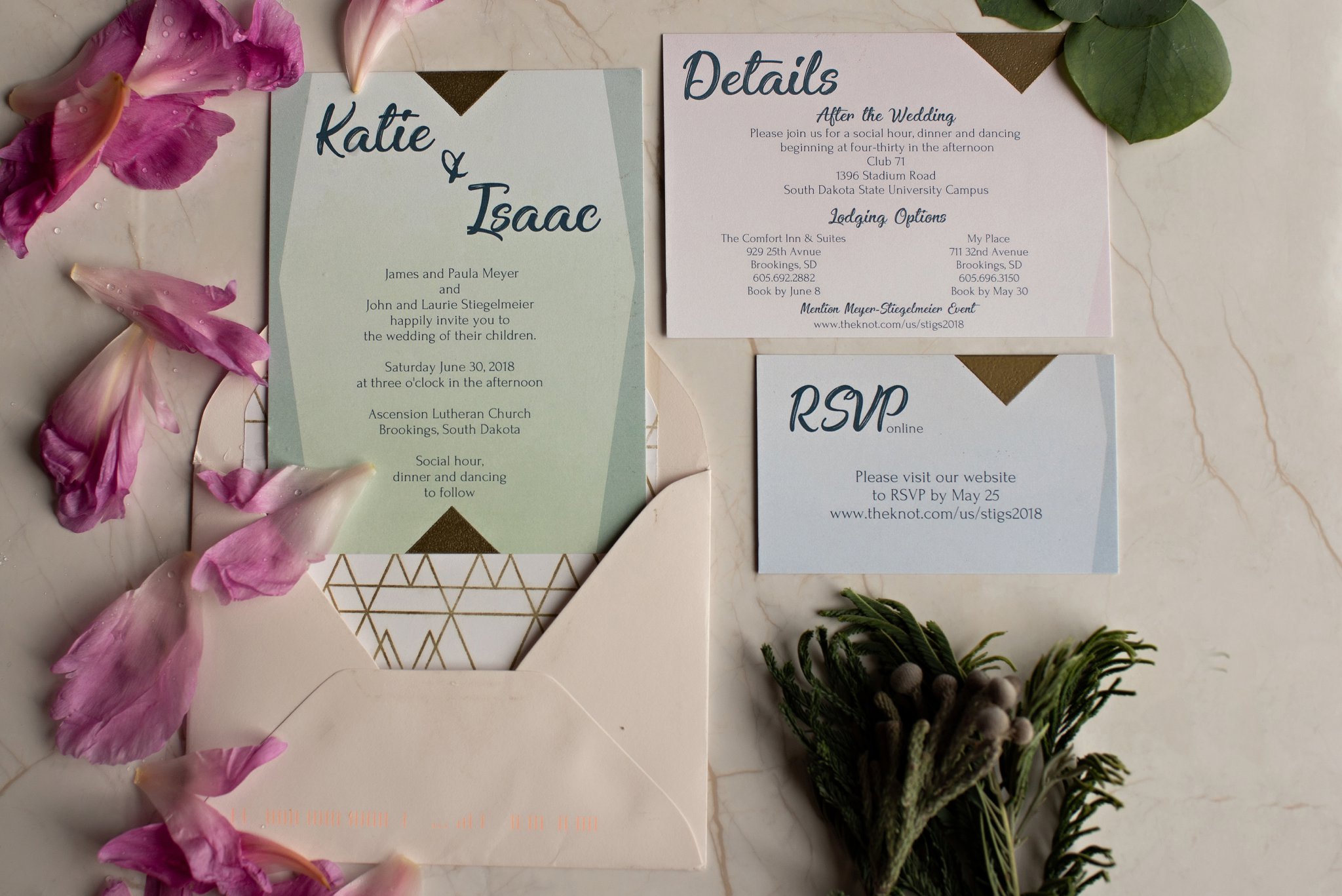 mint boho chic wedding invitation suite