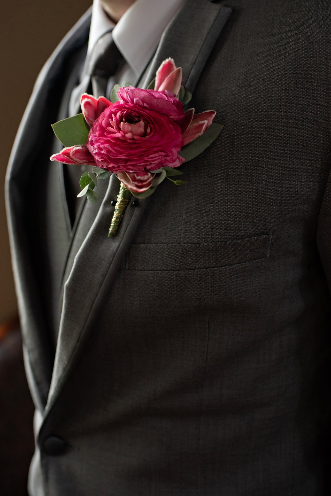 dahlia corsage for groom