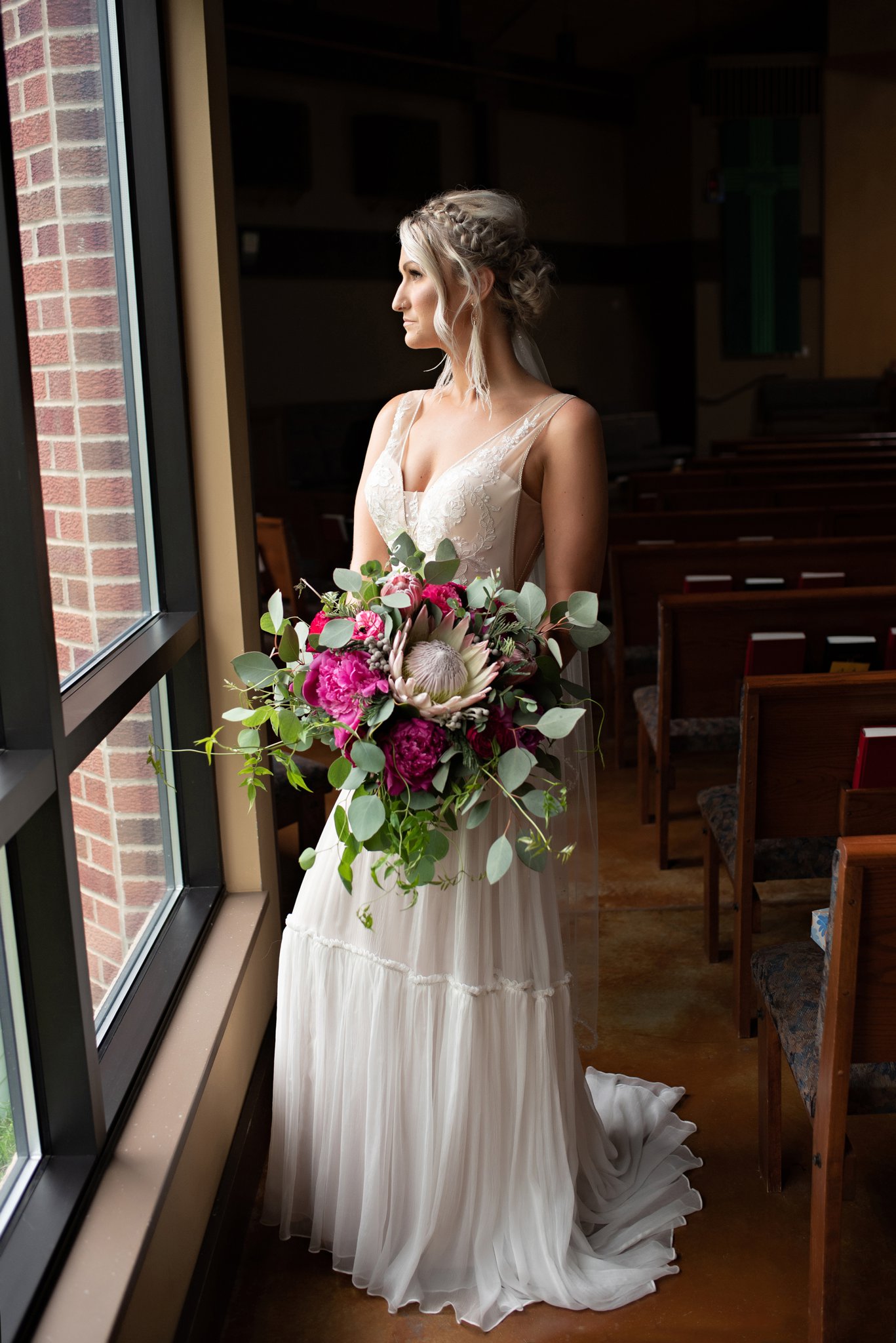 indoor portraits of the bride