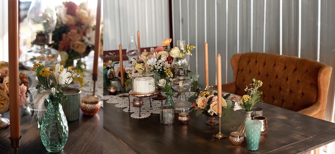 orange and yellow florals in 1970s wedding design