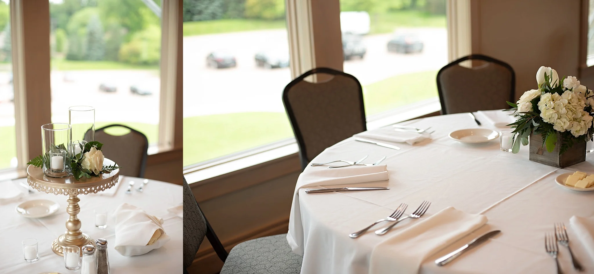 neutral table scape at the country club of sioux falls wedding