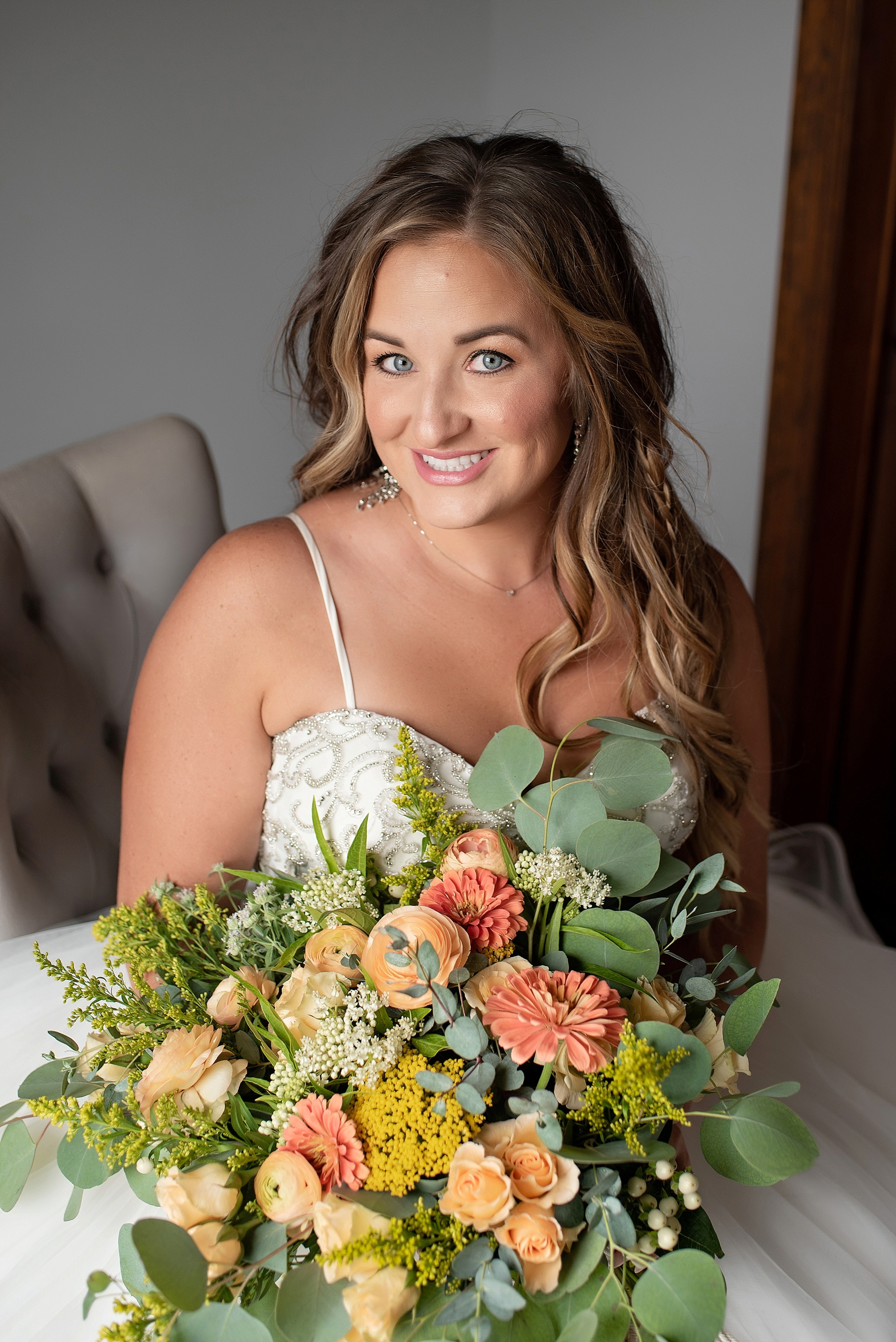 bridal hair all down small boho braids bridal portrait