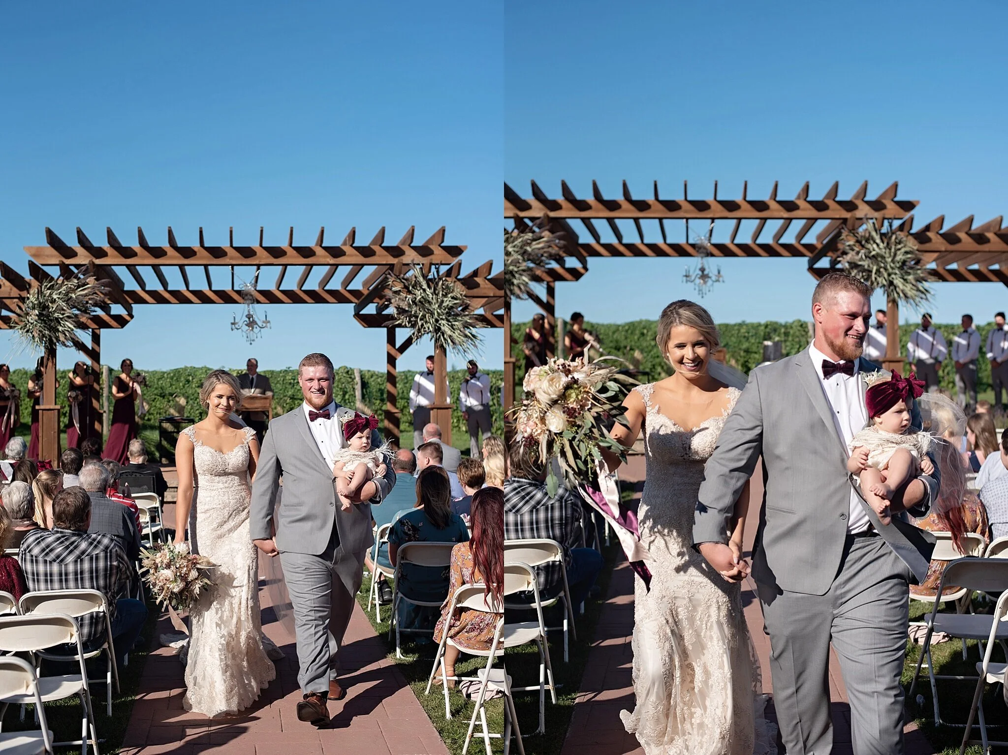 bride and groom just married winery wedding inwood iowa
