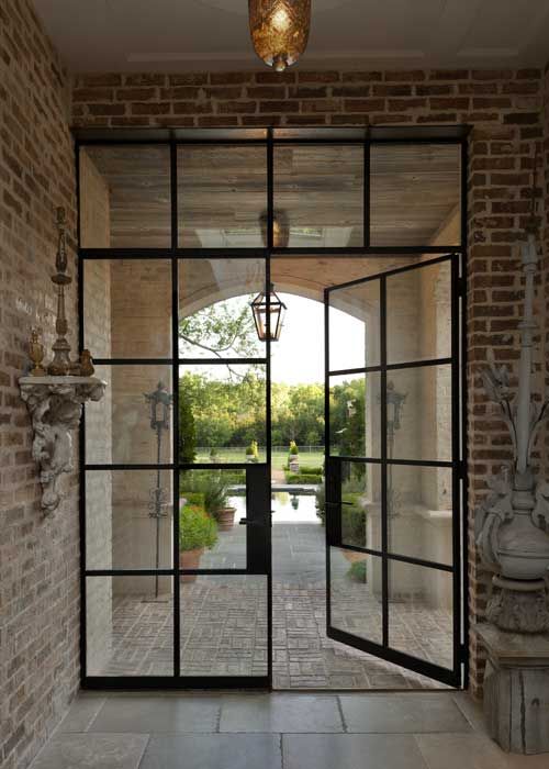 Traditional brick with modern steel door