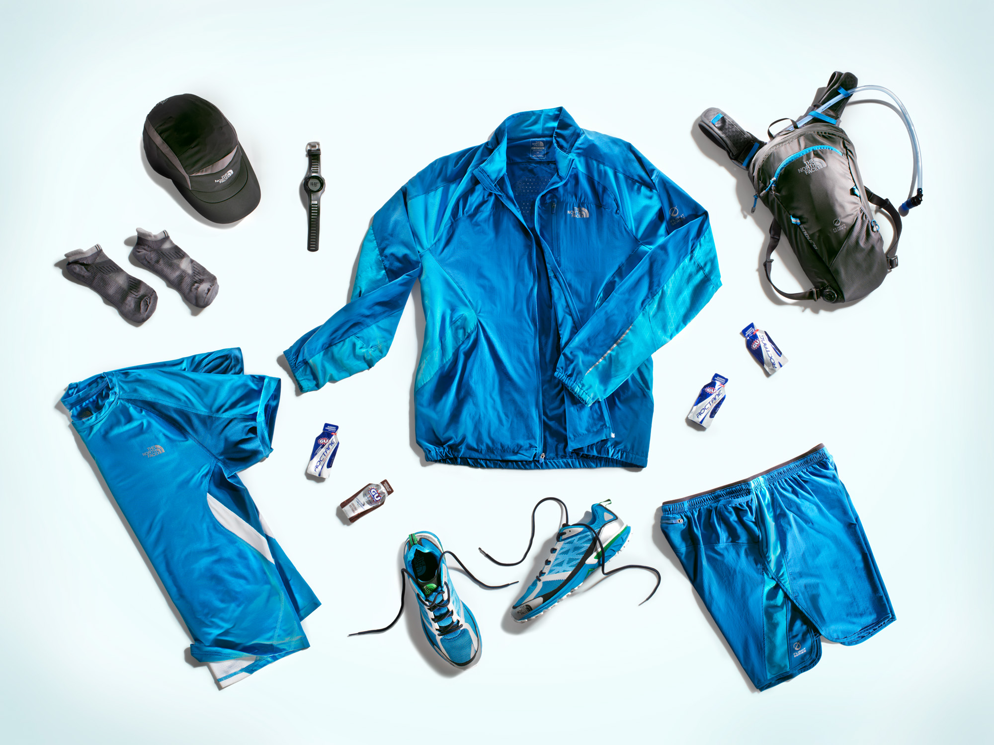 Flat lay styling for The North Face