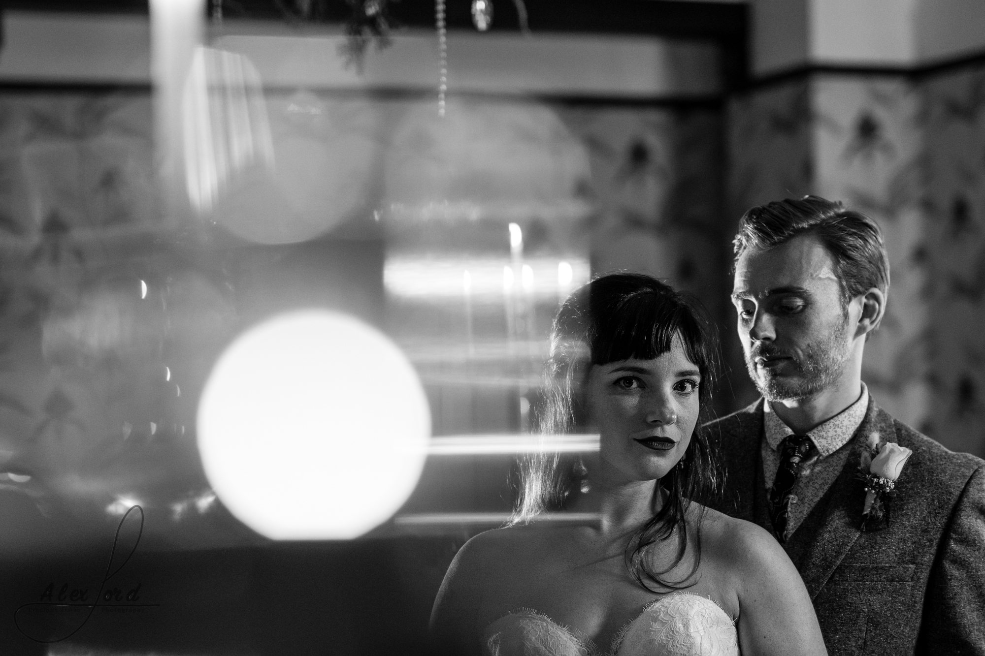 black and white photo of the bride and groom in the belle epoque