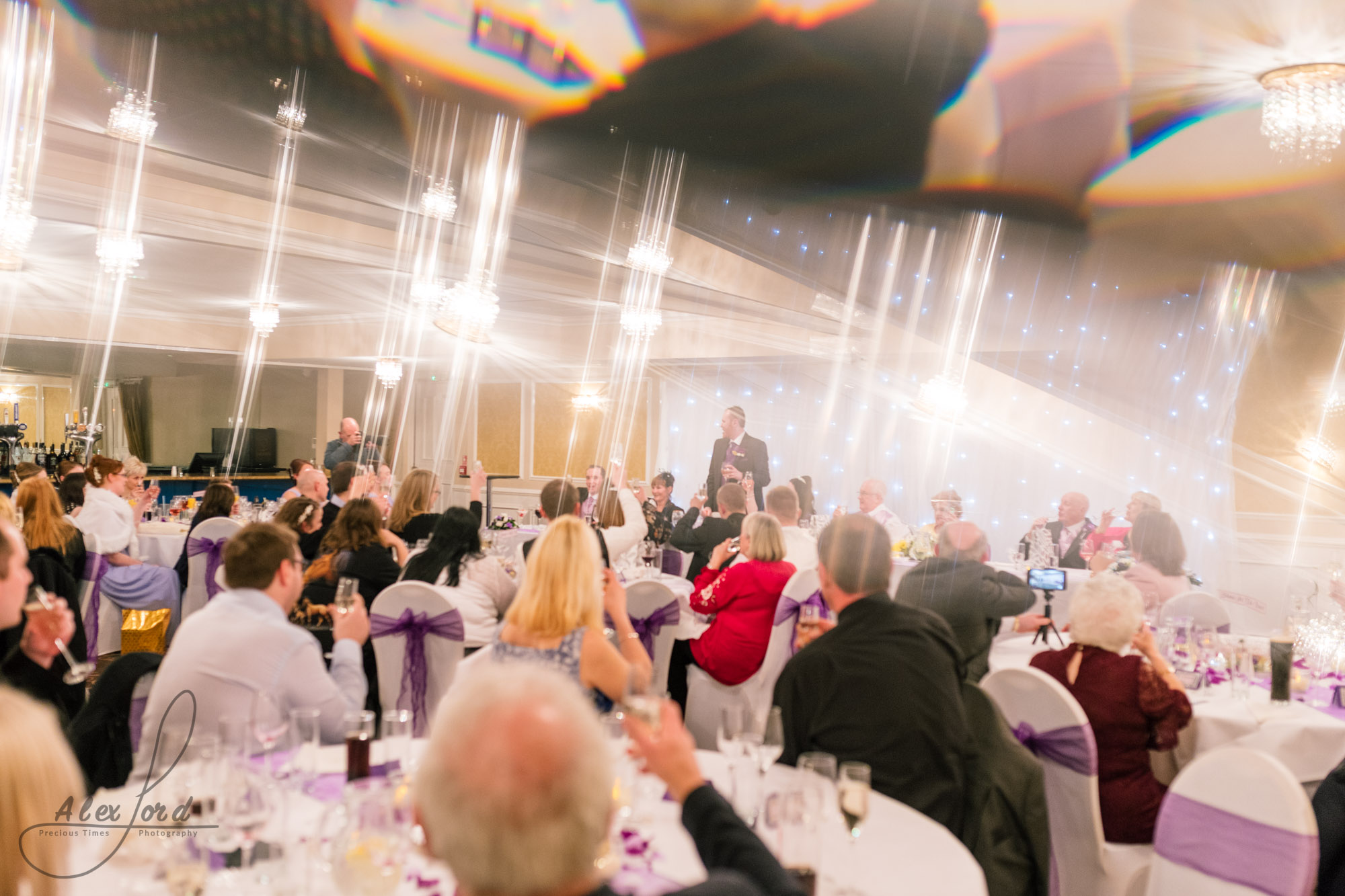wide angle shot of the speeches through a prism