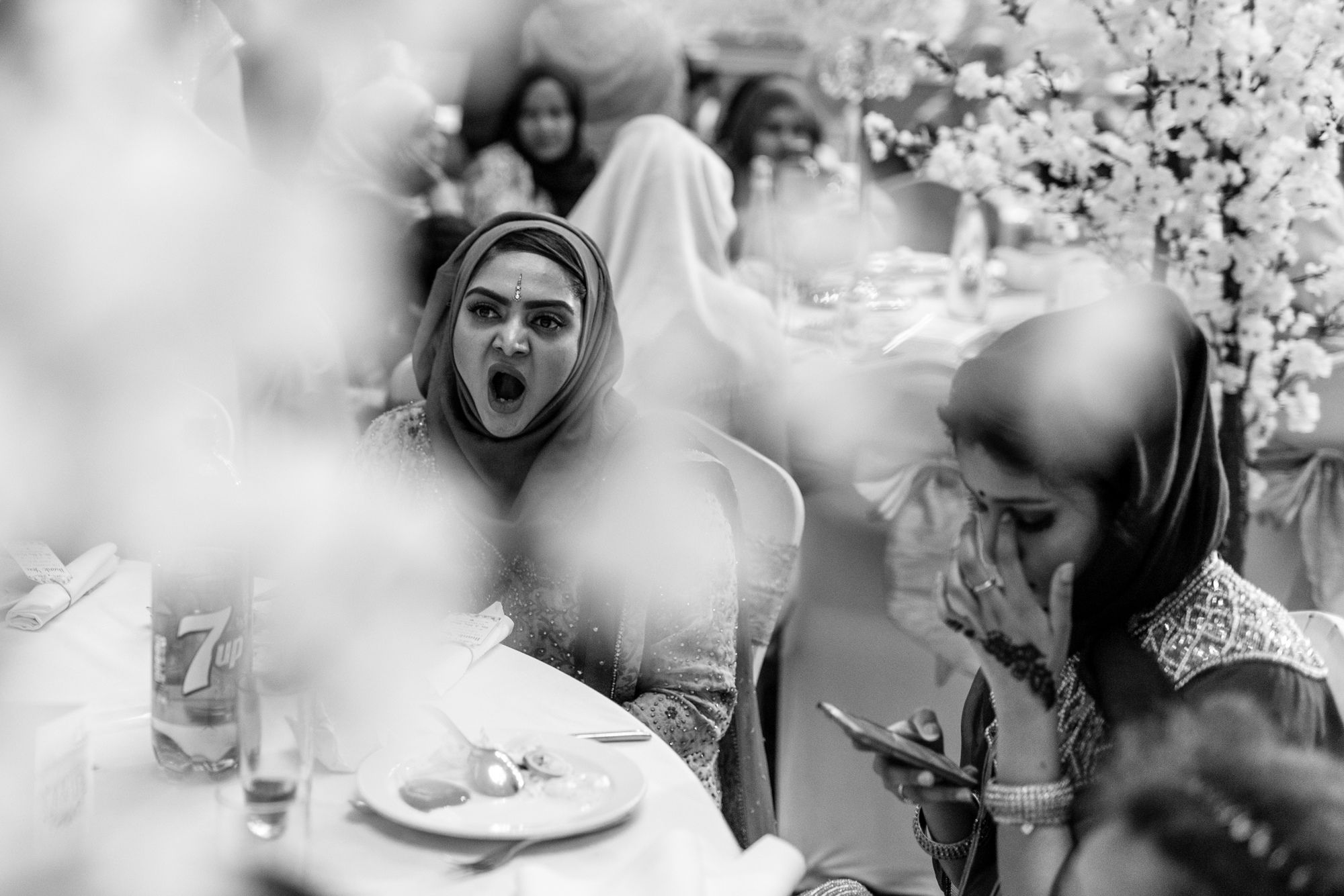 Wedding guest looking forward to the ceremony