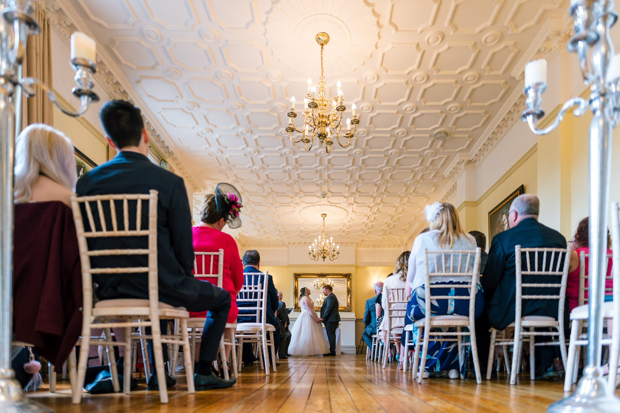 Wedding ceremony from the back of Nunsmere Hall