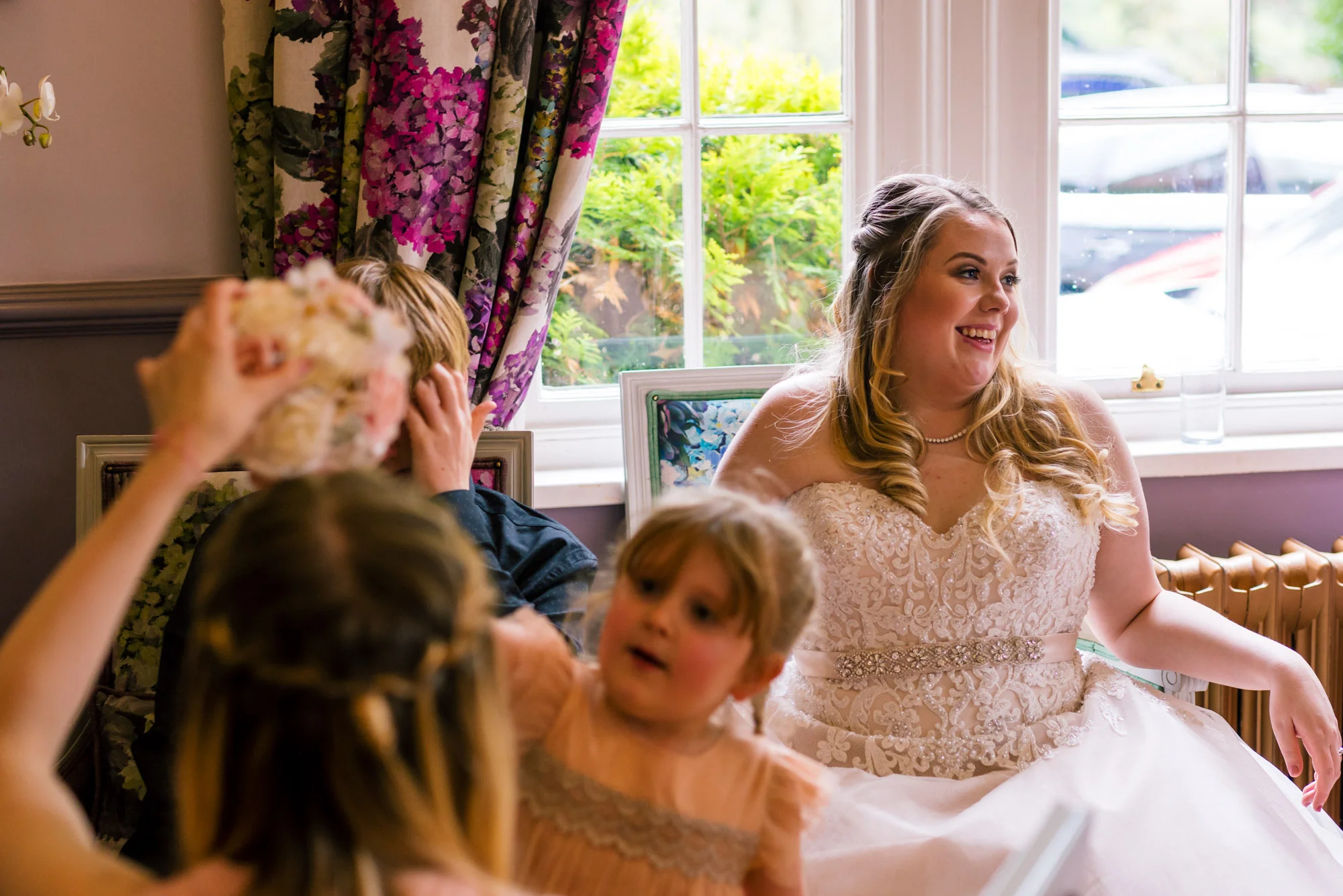 Bride talking to her friends