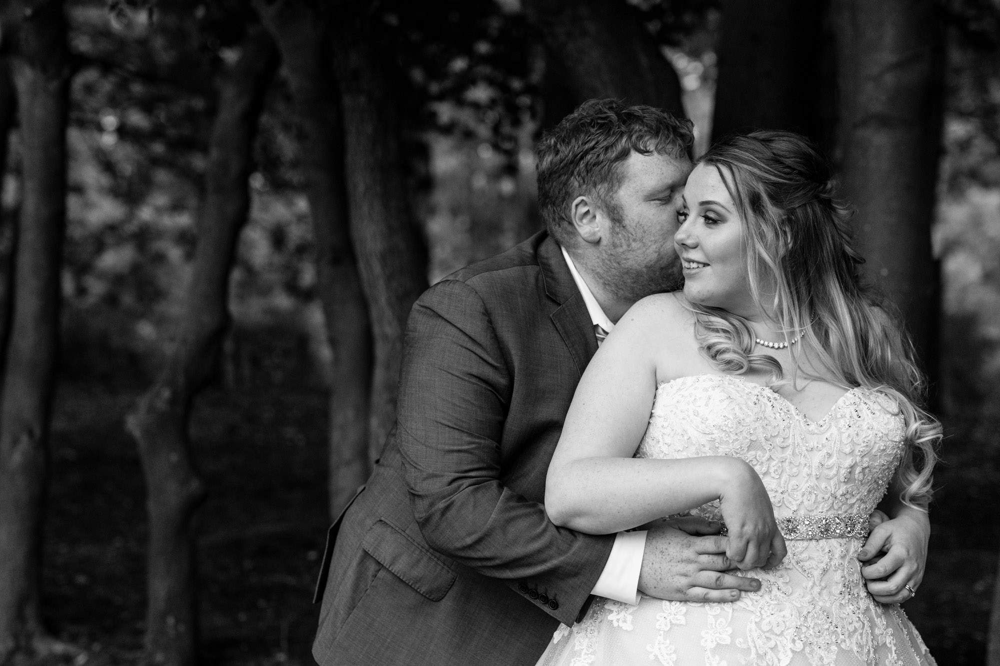 black and white photo of the bride and groom