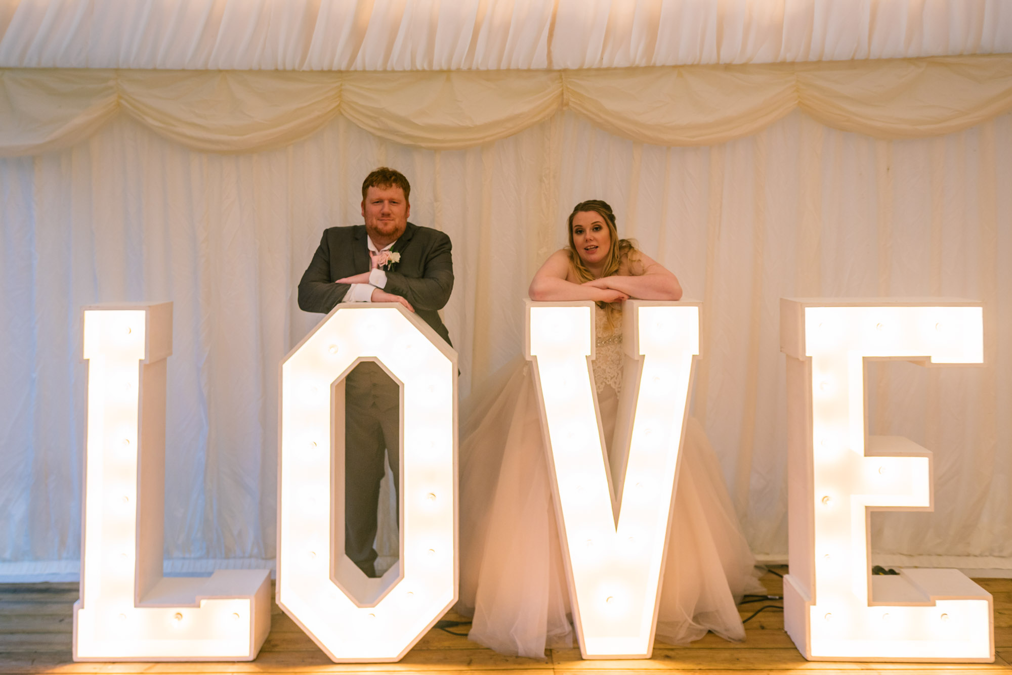 bride and groom hired love letters