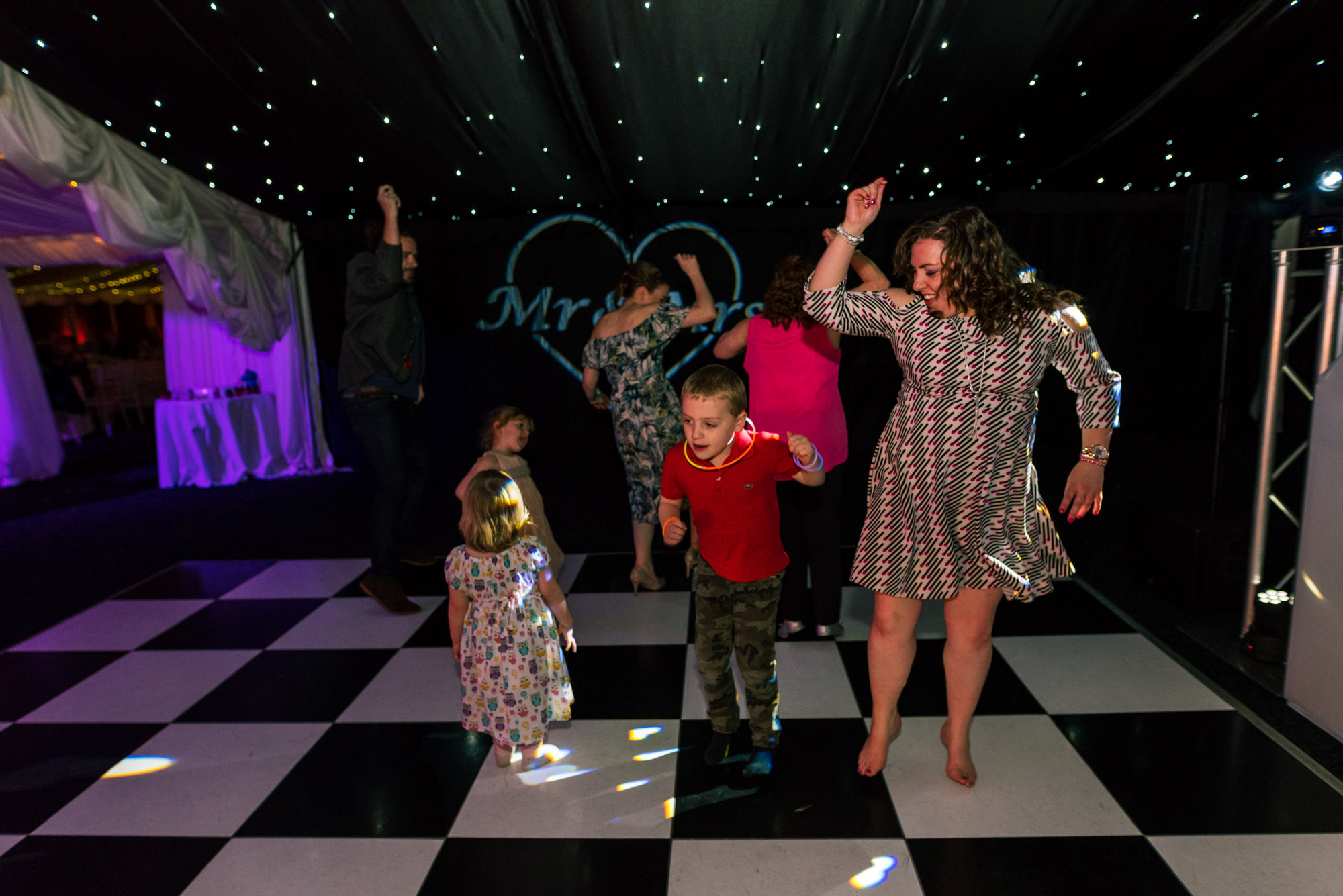 guests enjoying the evening reception on the dance floor