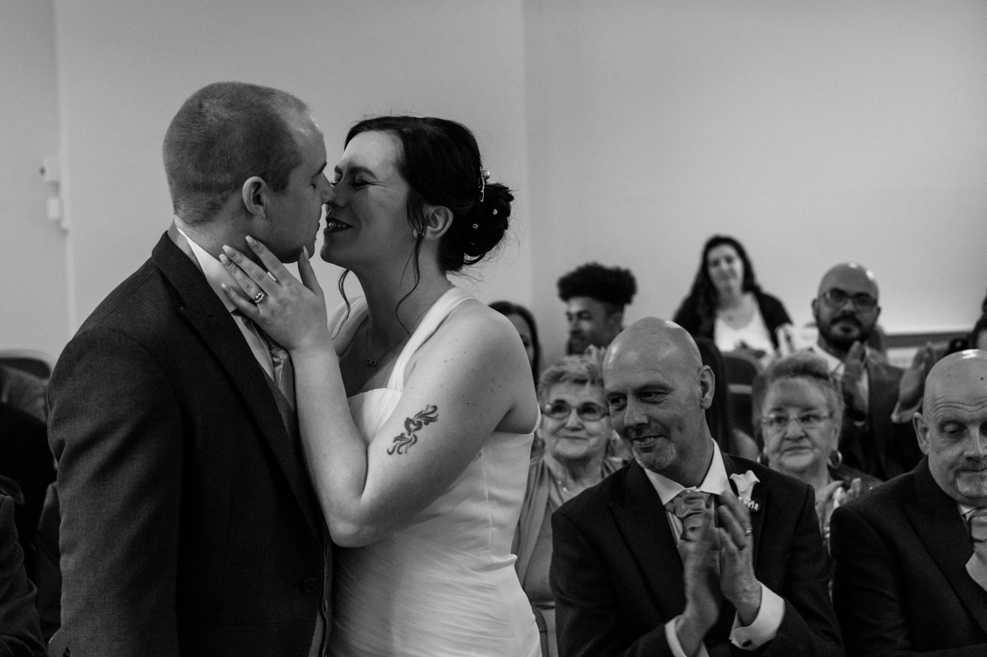 Bride and Groom's first kiss.