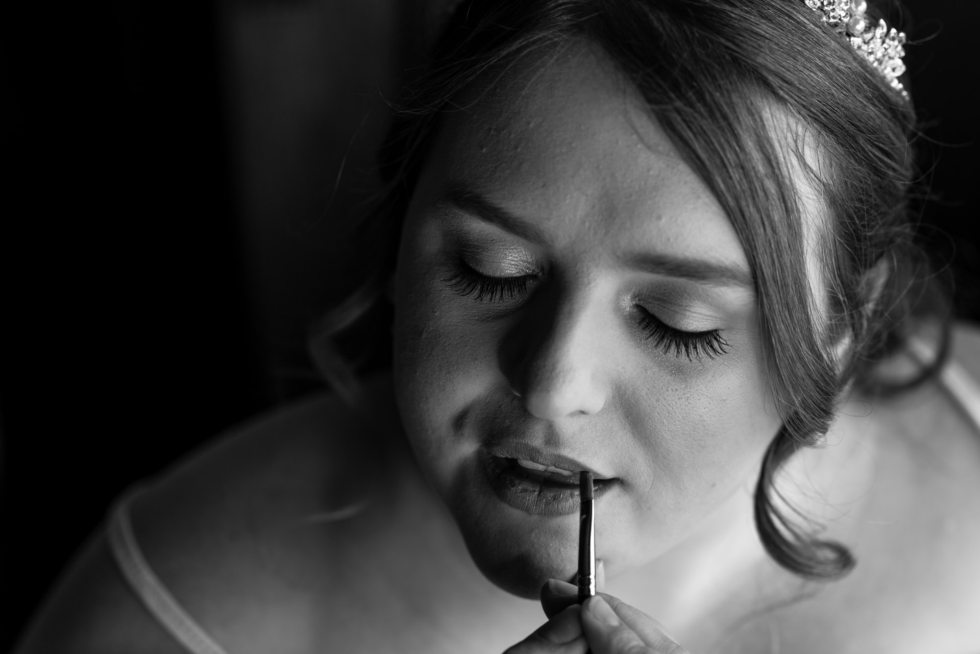 Bridal prep, make-up being applied